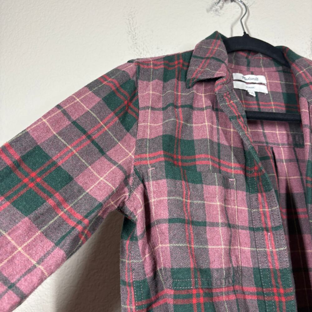 Madewell Womens Size XXS Classic Fit Flannel Button Up Shirt Purple Plaid Cotton - Picture 4 of 8